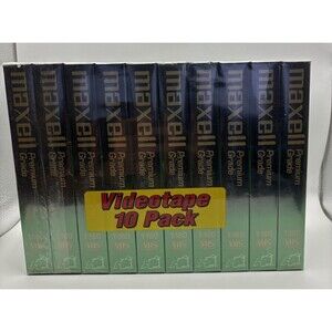 Maxell VHS T-160 Premium Grade 8 Hour Tapes - 10 pack- New